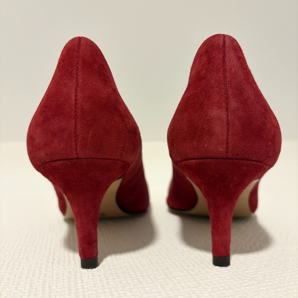 Coach Womens Burgundy Suede Leather Pointed Toe Turnlock Kitten Heel Pumps 8B - Picture 9 of 12